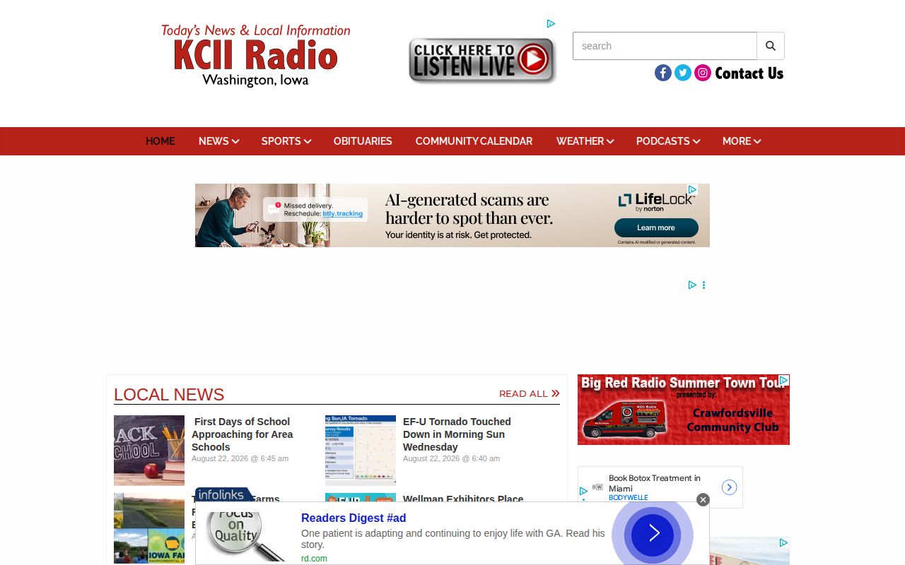 Washington County crime news source page at KCII
