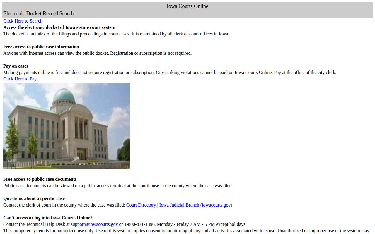 Washington County arrest disposition search in Iowa Courts Online