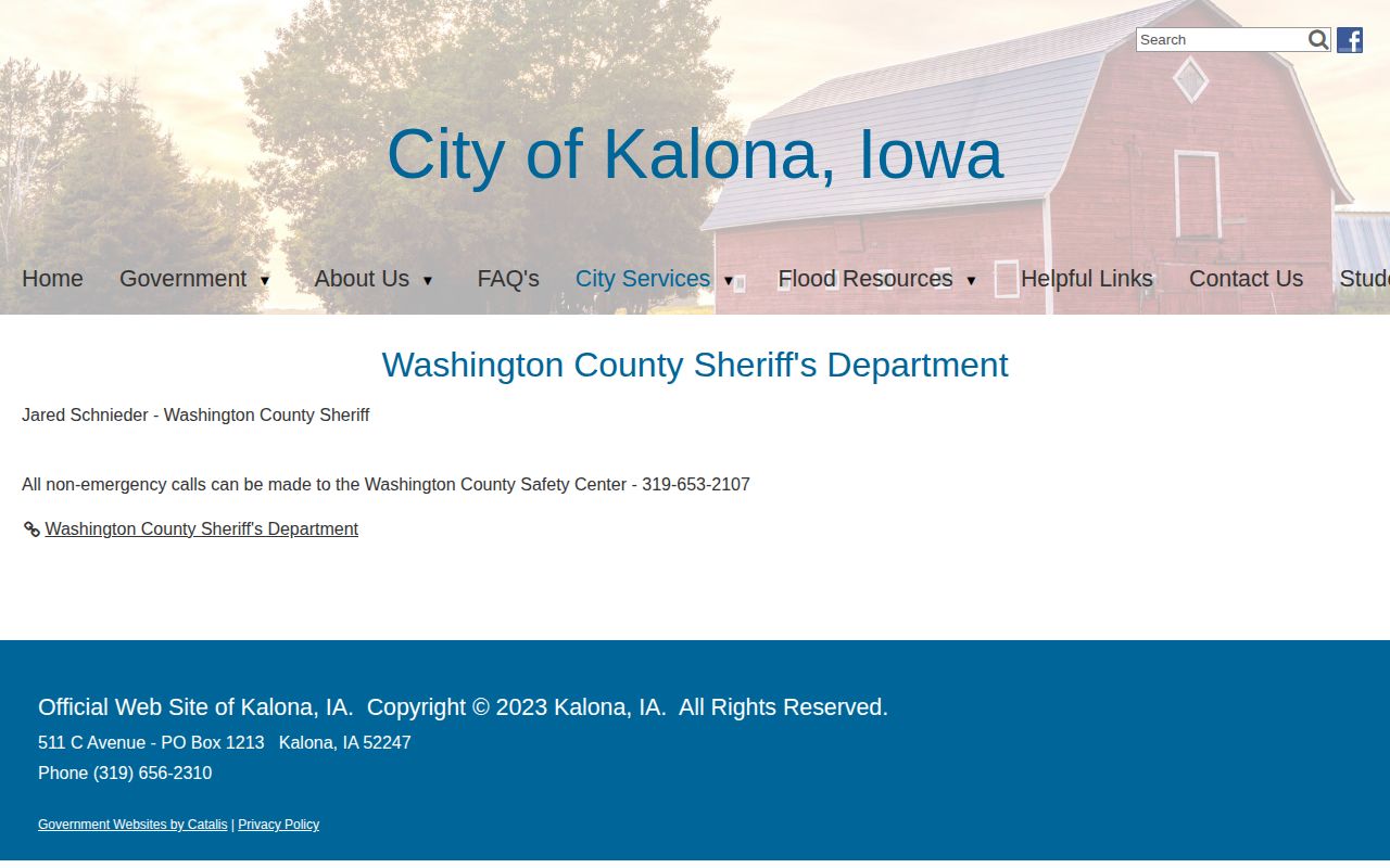 Kalona Washington County Sheriff contract arrest records source